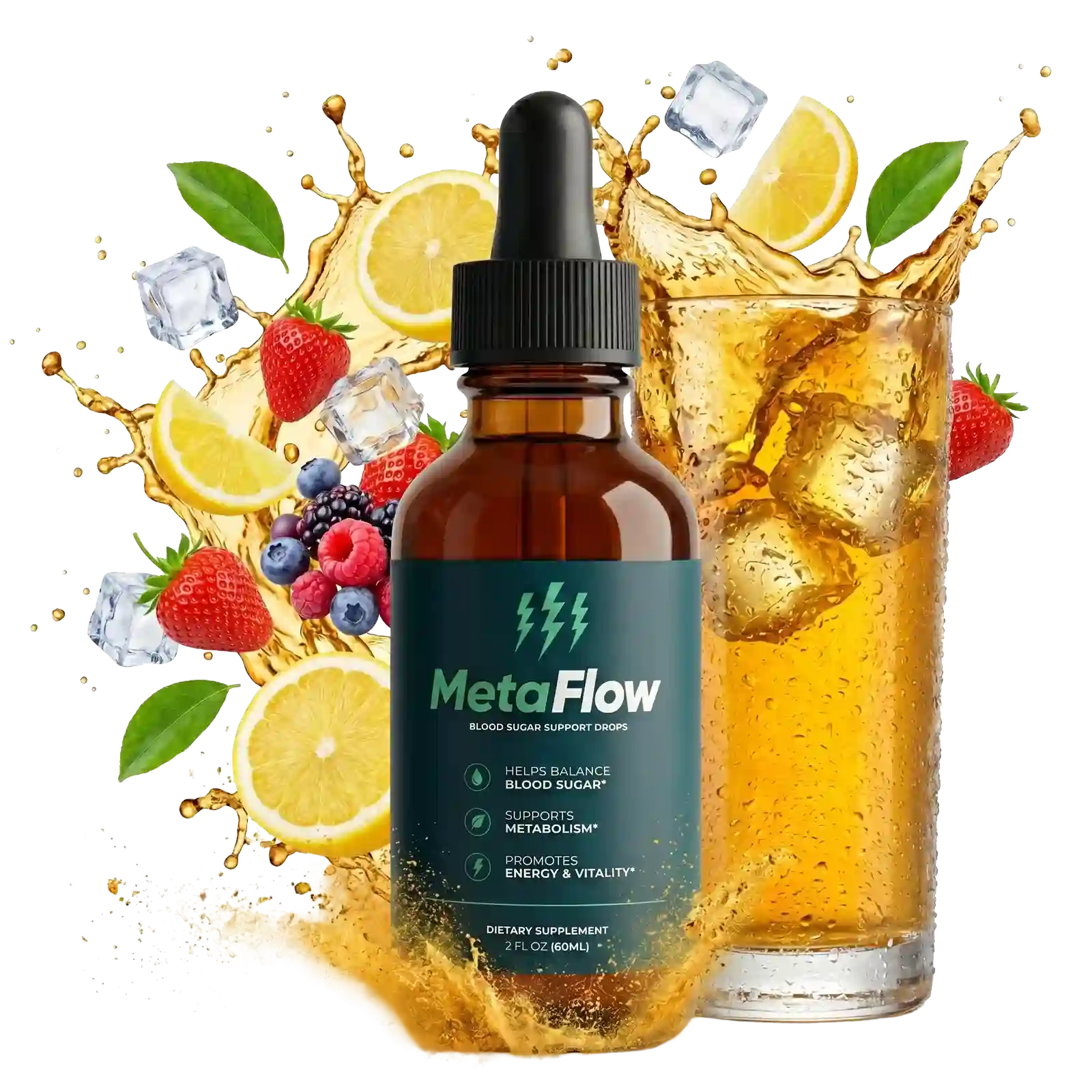 MetaFlow blood sugar support drops bottle